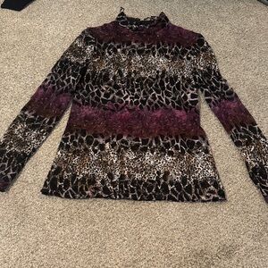 Leopard Print Long Sleeve Mesh Top